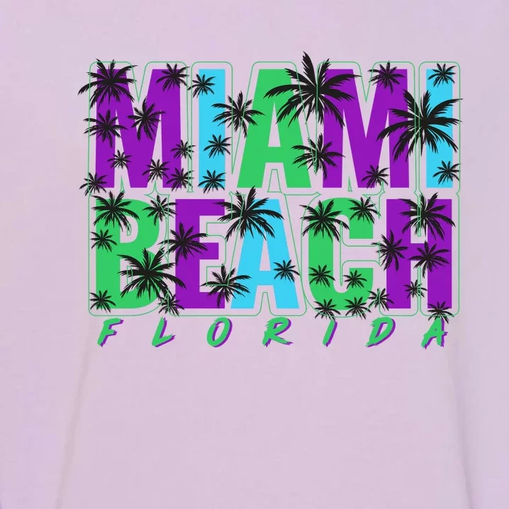 Miami Beach Floral Palm Trees Garment-Dyed Sweatshirt