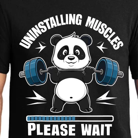 Muscle Building Fitness Panda Weight Lifting Barbell Workout Pajama Set