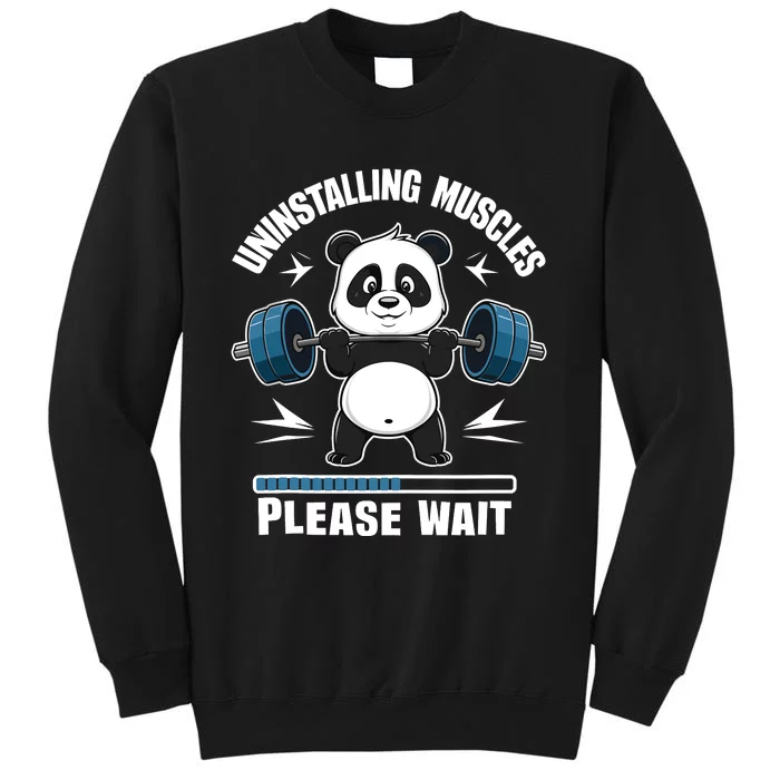 Muscle Building Fitness Panda Weight Lifting Barbell Workout Tall Sweatshirt