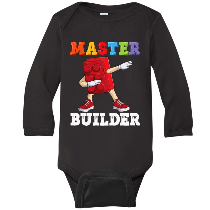 Master Builder Funny Building Blocks Bricks Baby Long Sleeve Bodysuit