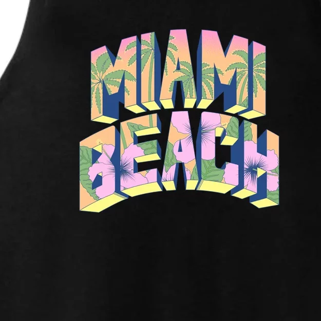 Miami Beach Floral Ladies Tri-Blend Wicking Tank