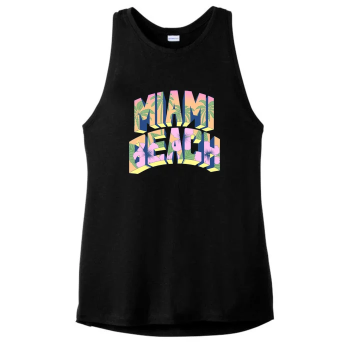 Miami Beach Floral Ladies Tri-Blend Wicking Tank