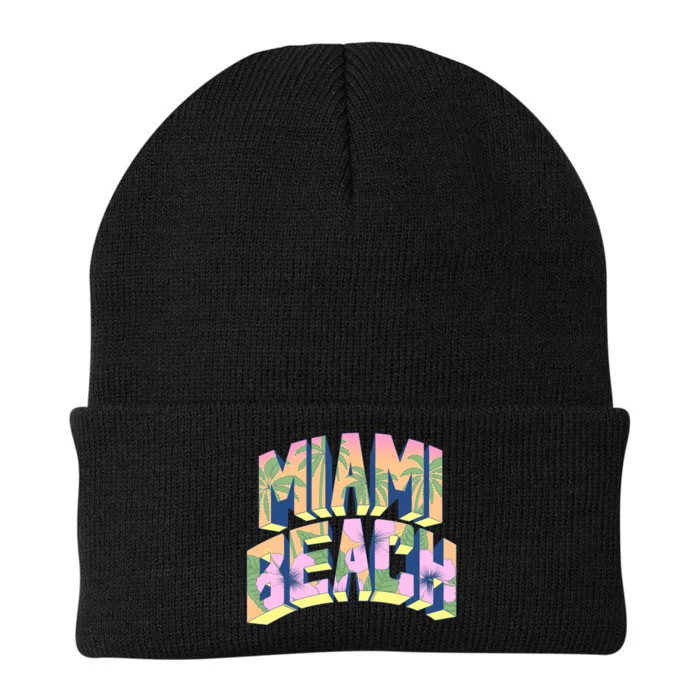 Miami Beach Floral Knit Cap Winter Beanie