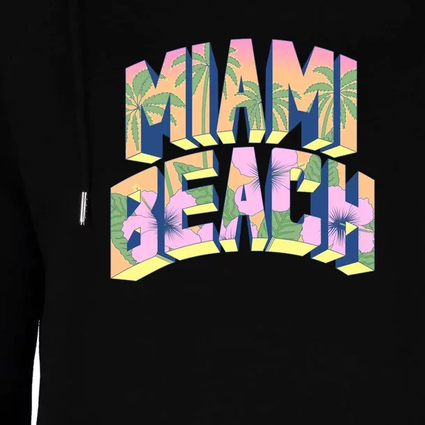 Miami Beach Floral Womens Funnel Neck Pullover Hood