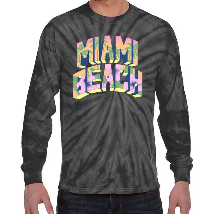 Miami Beach Floral Tie-Dye Long Sleeve Shirt