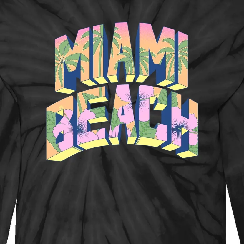 Miami Beach Floral Tie-Dye Long Sleeve Shirt