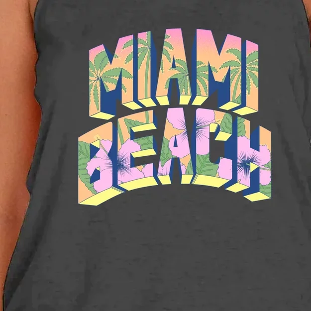 Miami Beach Floral Women's Knotted Racerback Tank