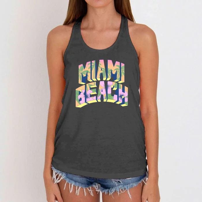 Miami Beach Floral Women's Knotted Racerback Tank