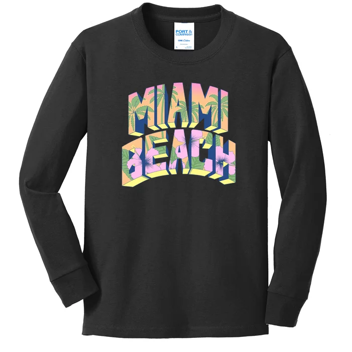 Miami Beach Floral Kids Long Sleeve Shirt