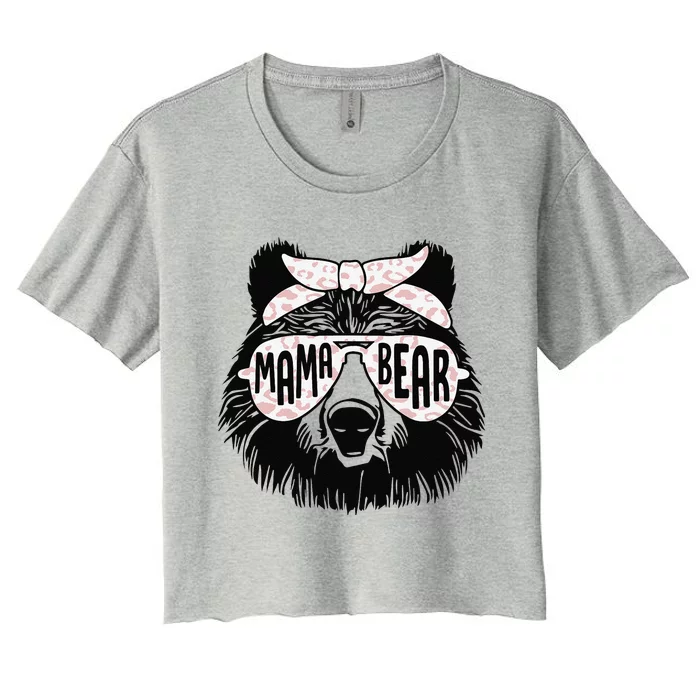 Mama Bear Face Sunglasses Mother Mom Mommy MotherS Day Women's Crop Top Tee