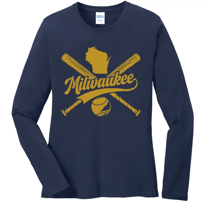 Milwaukee Baseball Fan Ladies Long Sleeve Shirt