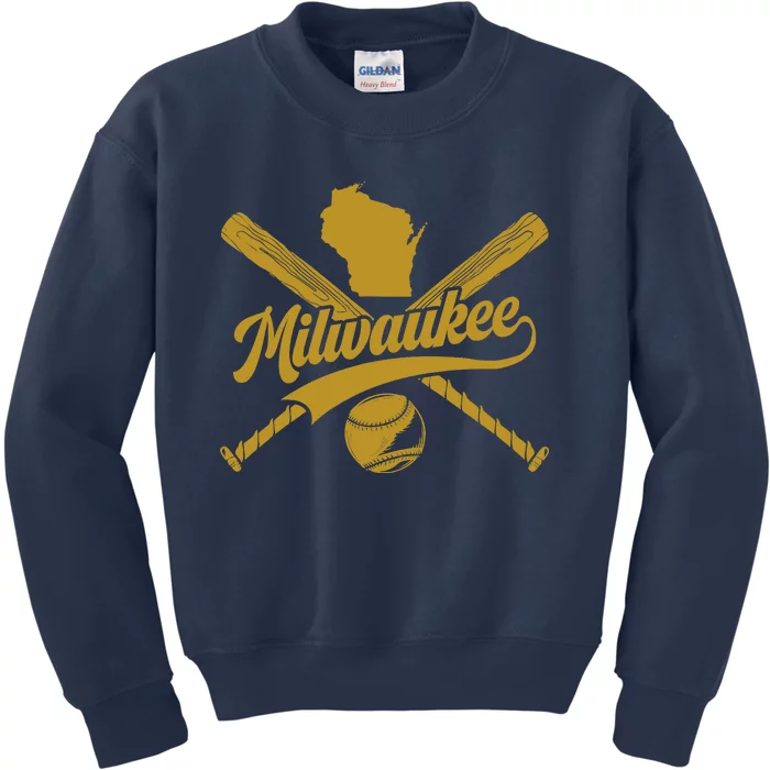 Milwaukee Baseball Fan Kids Sweatshirt