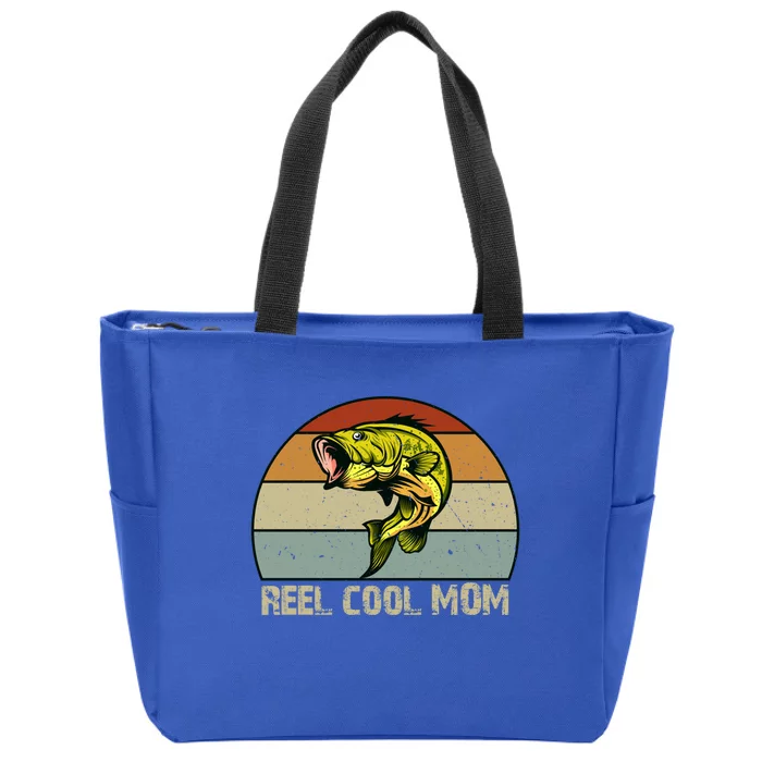 Mom Bass Fishing Funny Gift For Bass Fisher Moms Gift Zip Tote Bag