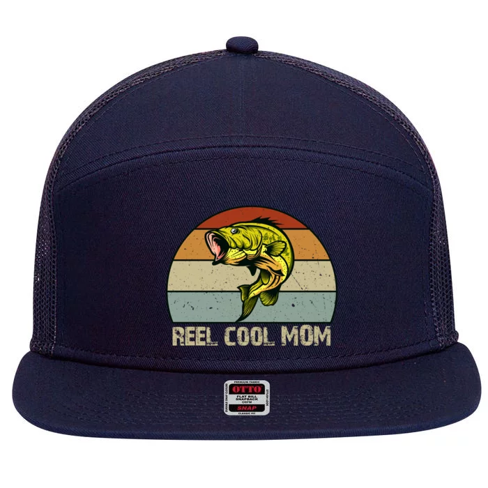 Mom Bass Fishing Funny Gift For Bass Fisher Moms Gift 7 Panel Mesh Trucker Snapback Hat