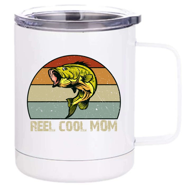 Mom Bass Fishing Funny Gift For Bass Fisher Moms Gift Front & Back 12oz Stainless Steel Tumbler Cup