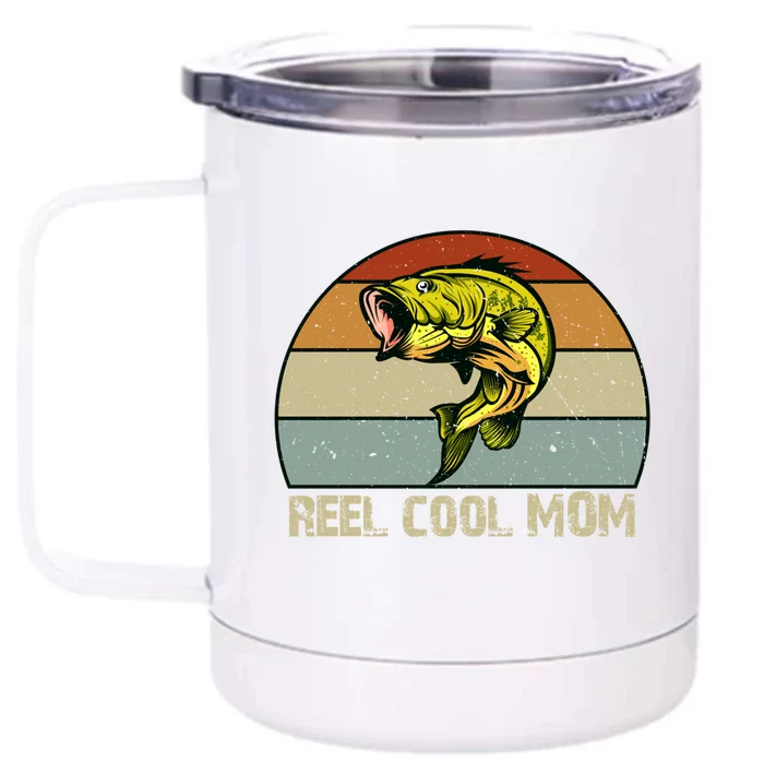 Mom Bass Fishing Funny Gift For Bass Fisher Moms Gift Front & Back 12oz Stainless Steel Tumbler Cup