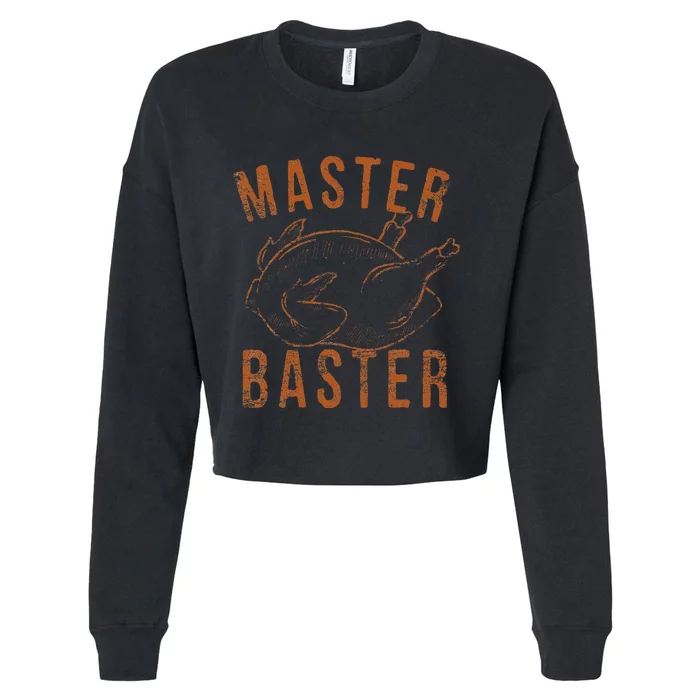 Master Baster Funny Turkey Print Happy Thanksgiving Day Cropped Pullover Crew