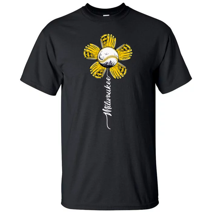 Milwaukee Baseball Flower Vintage Baseball Fans Tall T-Shirt