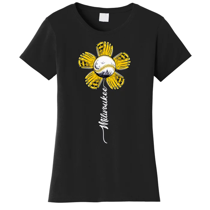 Milwaukee Baseball Flower Vintage Baseball Fans Women's T-Shirt