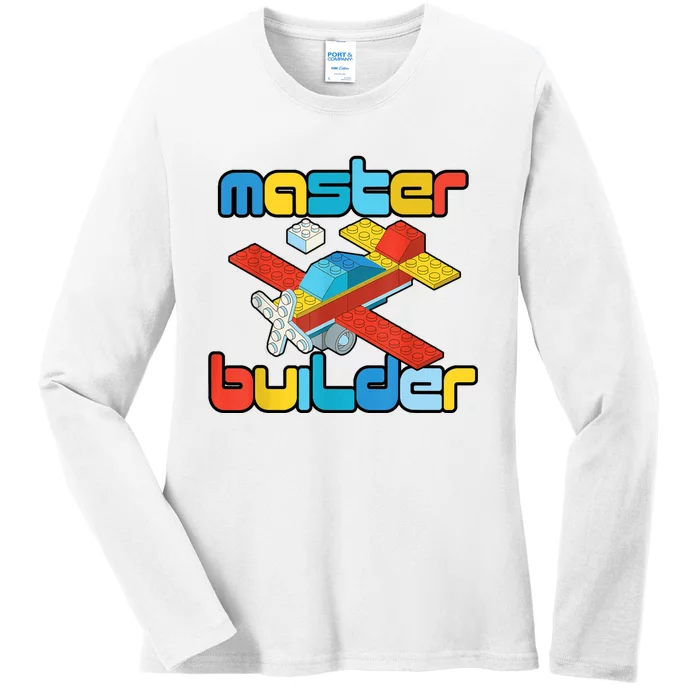 Master Builder Funny Building Blocks Brick Block Toy Ladies Long Sleeve Shirt