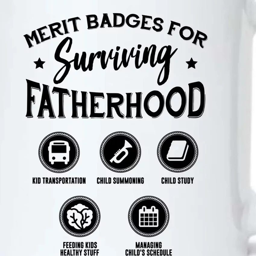 Merit Badges For Surviving Fatherhood Gift Black Color Changing Mug