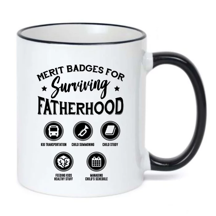 Merit Badges For Surviving Fatherhood Gift Black Color Changing Mug