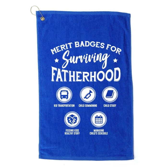 Merit Badges For Surviving Fatherhood Gift Platinum Collection Golf Towel