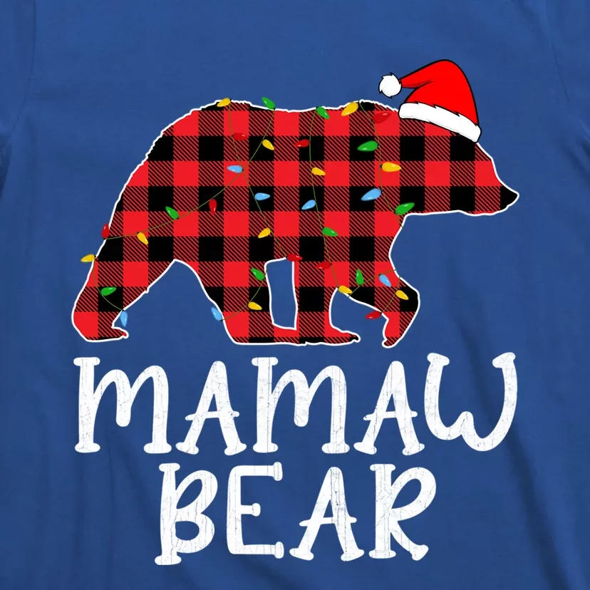 Mamaw Bear Family Group Matching Red Plaid Santa Hat Gift T-Shirt