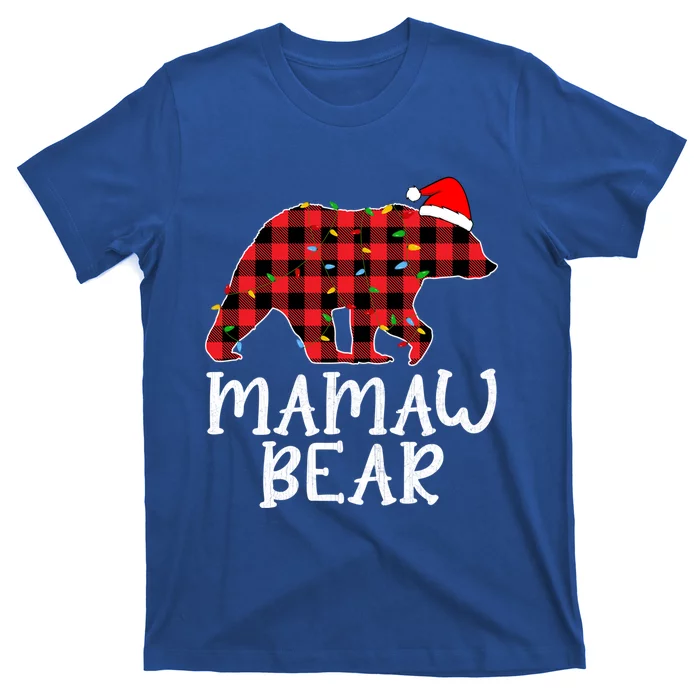 Mamaw Bear Family Group Matching Red Plaid Santa Hat Gift T-Shirt