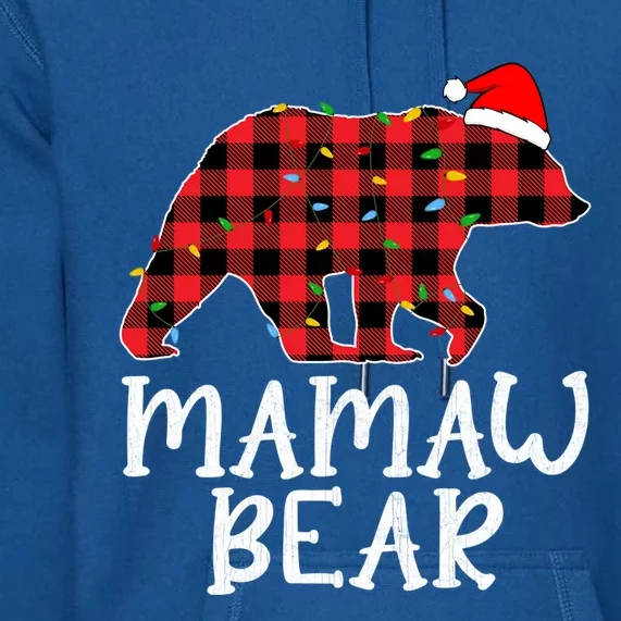 Mamaw Bear Family Group Matching Red Plaid Santa Hat Gift Premium Hoodie