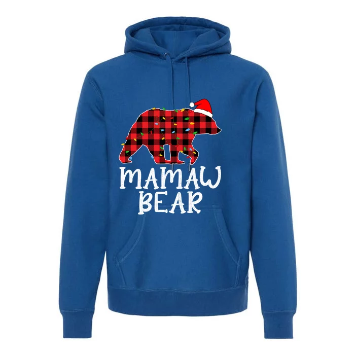 Mamaw Bear Family Group Matching Red Plaid Santa Hat Gift Premium Hoodie