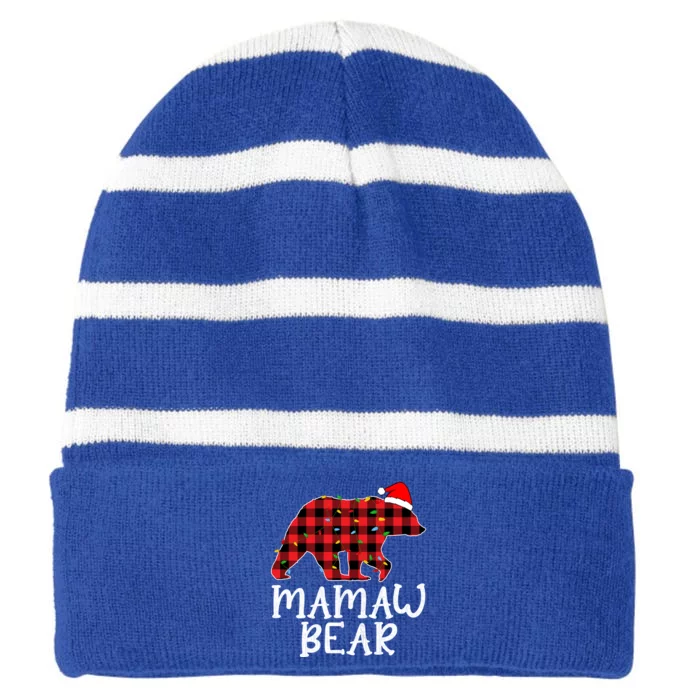 Mamaw Bear Family Group Matching Red Plaid Santa Hat Gift Striped Beanie with Solid Band