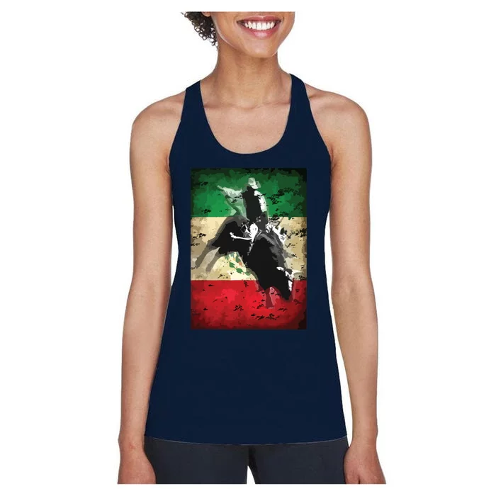 Mexico BullRiding For Ranch Rider Mexican Cowboy Women's Racerback Tank