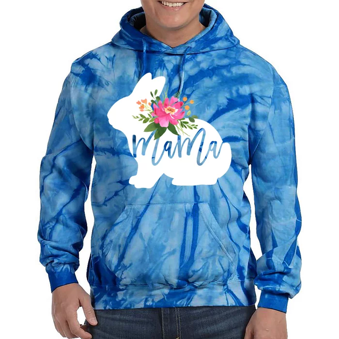 Mama Bunny Floral Mommy Bunny Easter Mom Gift Tie Dye Hoodie