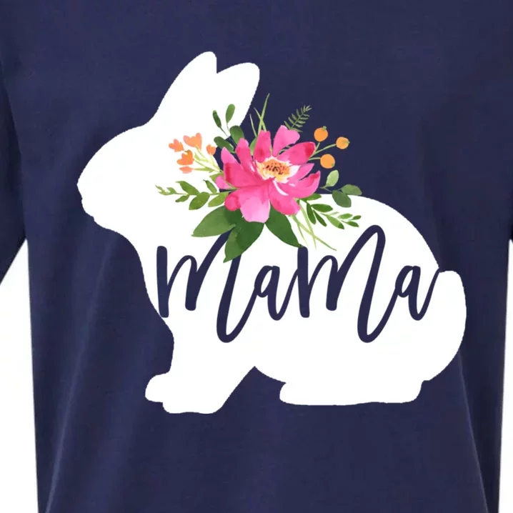 Mama Bunny Floral Mommy Bunny Easter Mom Gift Sueded Cloud Jersey T-Shirt