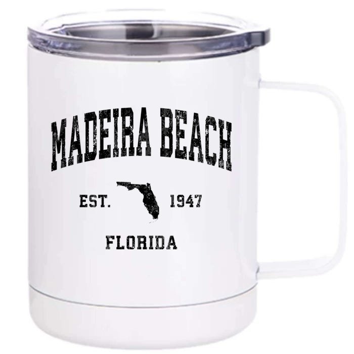 Madeira Beach Florida Fl Vintage Athletic Front & Back 12oz Stainless Steel Tumbler Cup