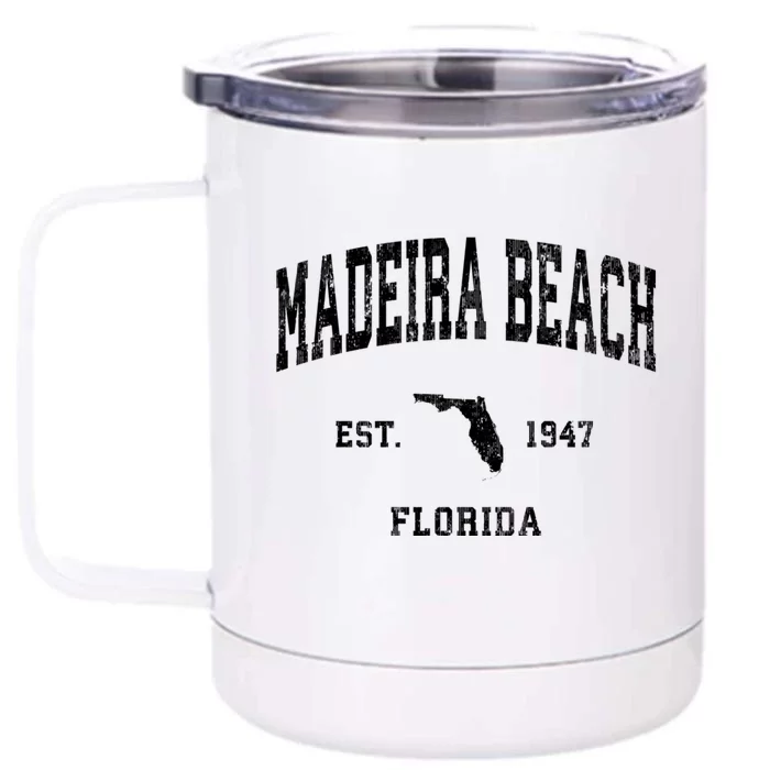 Madeira Beach Florida Fl Vintage Athletic Front & Back 12oz Stainless Steel Tumbler Cup