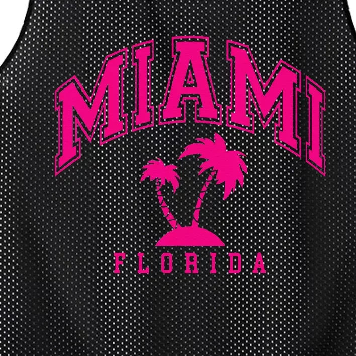 Miami Beach Florida Palms Palm Trees Preppy Varsity Pink Mesh Reversible Basketball Jersey Tank