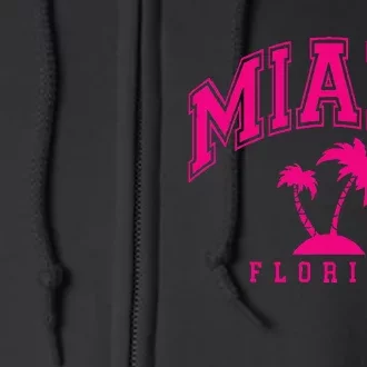 Miami Beach Florida Palms Palm Trees Preppy Varsity Pink Full Zip Hoodie