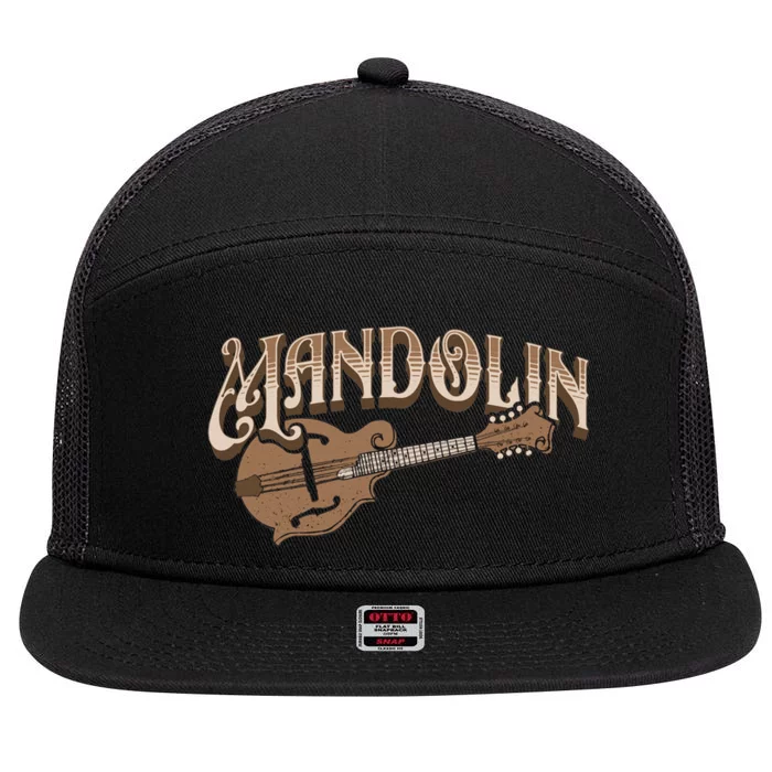 Mandolin Bluegrass Folk Music Mandolin Player Musicians 7 Panel Mesh Trucker Snapback Hat