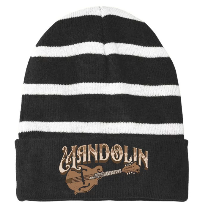 Mandolin Bluegrass Folk Music Mandolin Player Musicians Striped Beanie with Solid Band