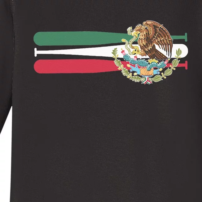 Mexico Baseball Flag Baby Long Sleeve Bodysuit