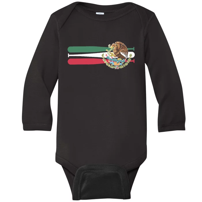 Mexico Baseball Flag Baby Long Sleeve Bodysuit