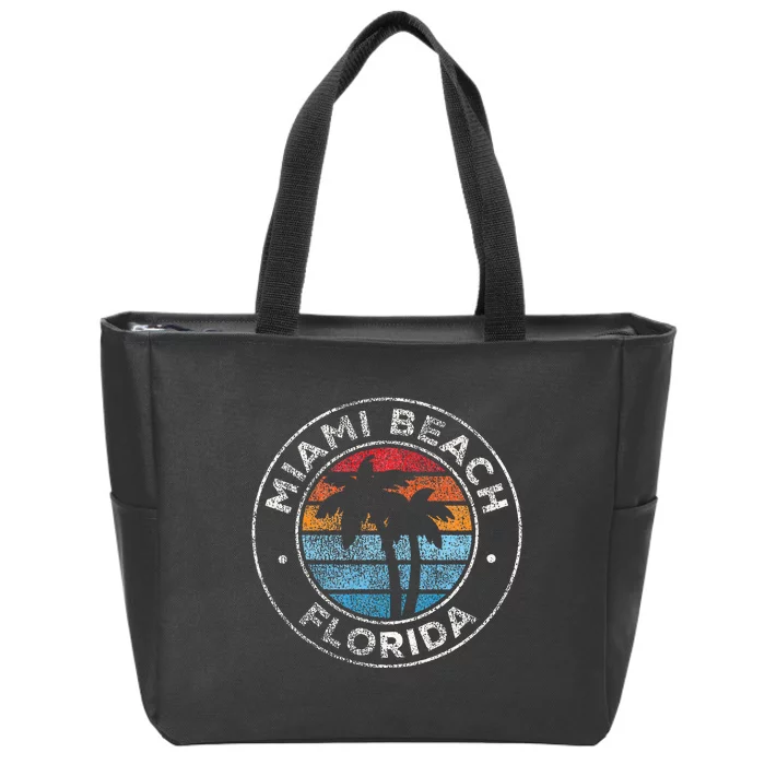 Miami Beach Florida Fl Vintage Graphic Retro 70s Zip Tote Bag