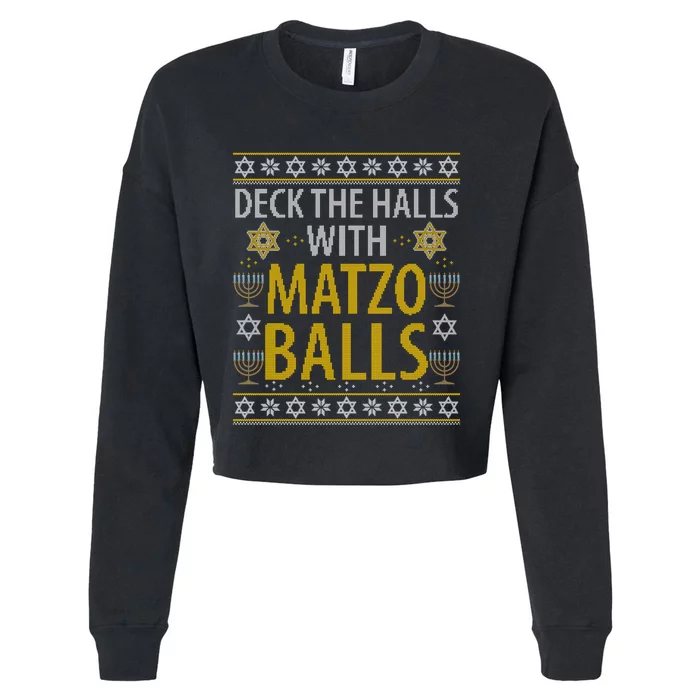 Matzo Balls Funny Hanukkah Theme Holiday Idea Quote Gift Cropped Pullover Crew