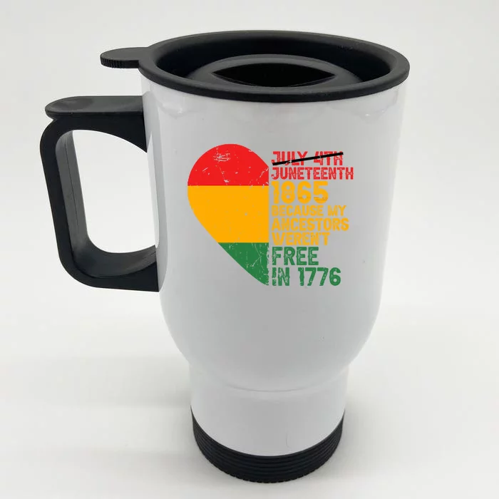 Melanin Black Freedom Day African American Junenth Hearts Gift Front & Back Stainless Steel Travel Mug