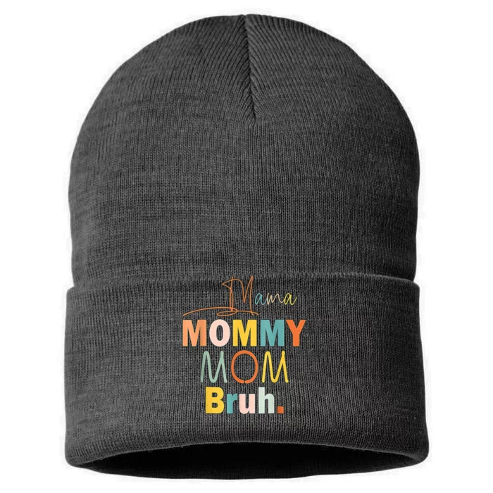 Mommy Bruh Funny Quote Gift Sustainable Knit Beanie