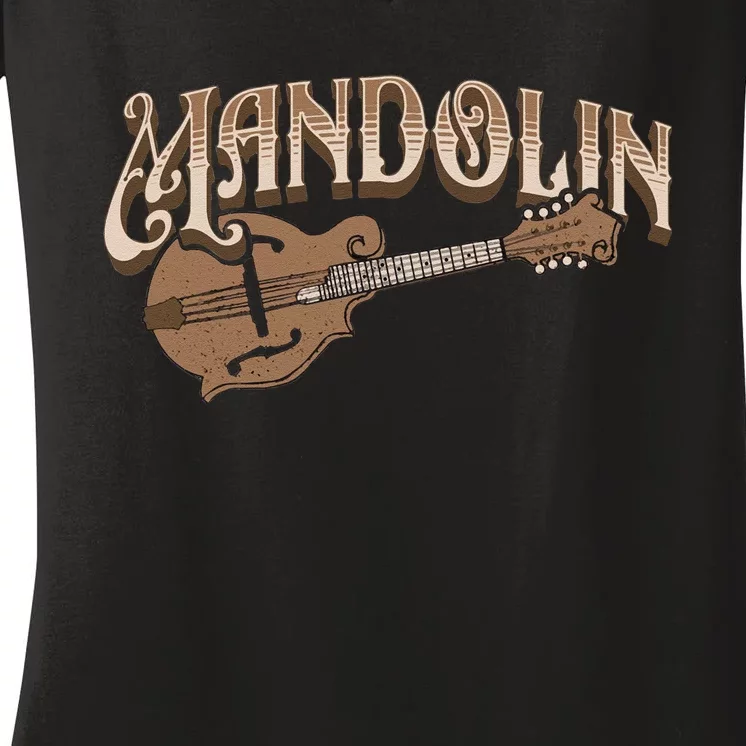 Mandolin Bluegrass Folk Music Mandolin Player Musicians Long Sleeve Women's V-Neck T-Shirt