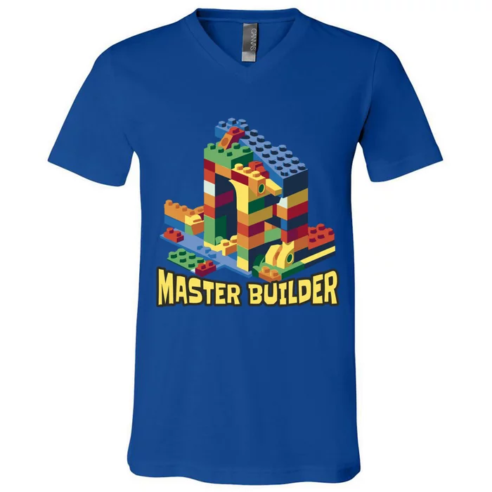 Master Builder Funny Building Blocks Toys Gift V-Neck T-Shirt