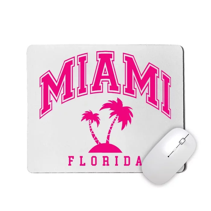 Miami Beach Florida Palms Palm Trees Preppy Varsity Pink Mousepad